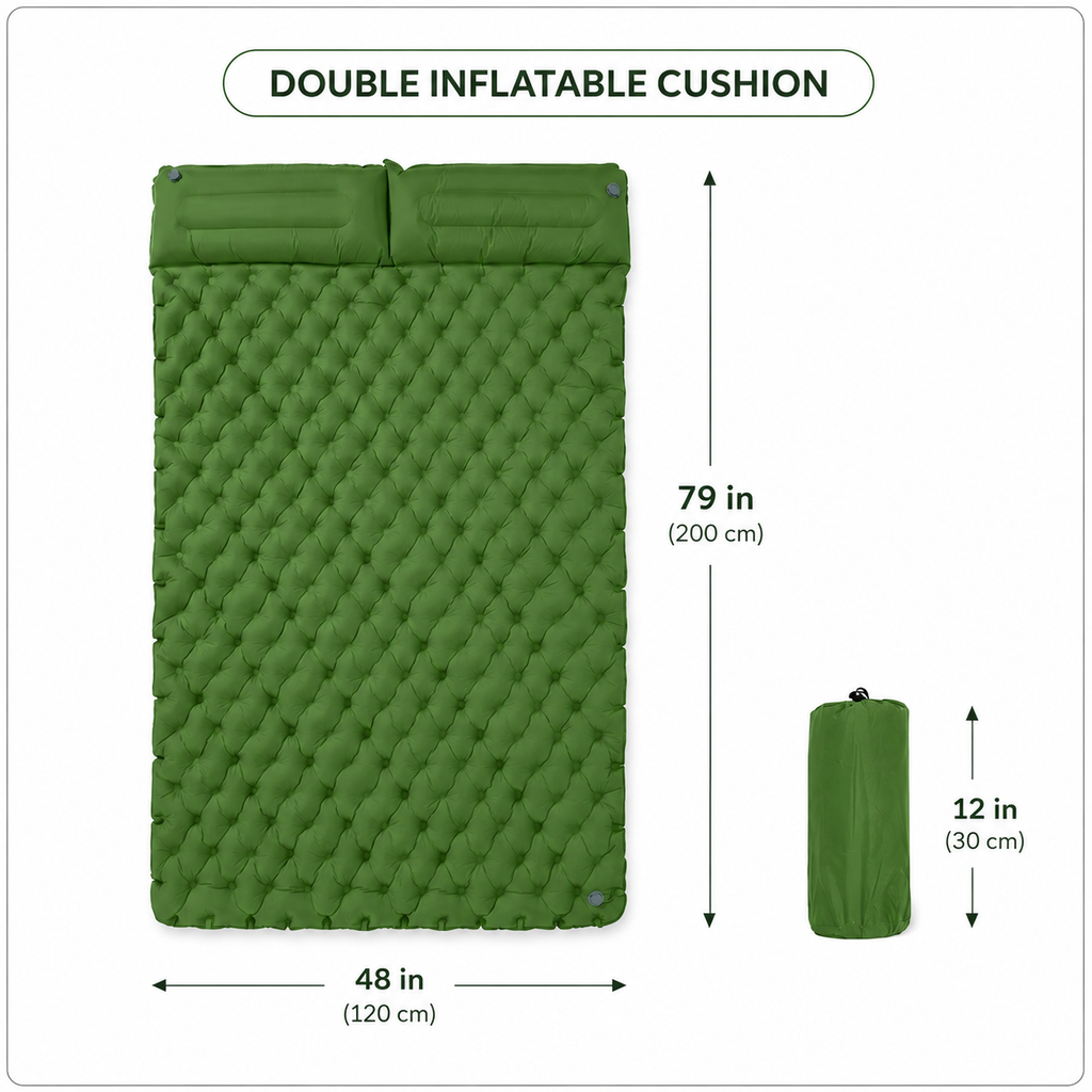 Ultralight Double Camping Sleeping Pad with Built-in Foot Pump & Pillow