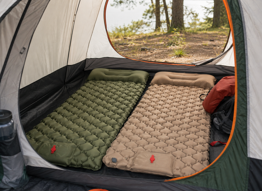 Ultralight Single Camping Sleeping Pad with Built-in Foot Pump & Pillow