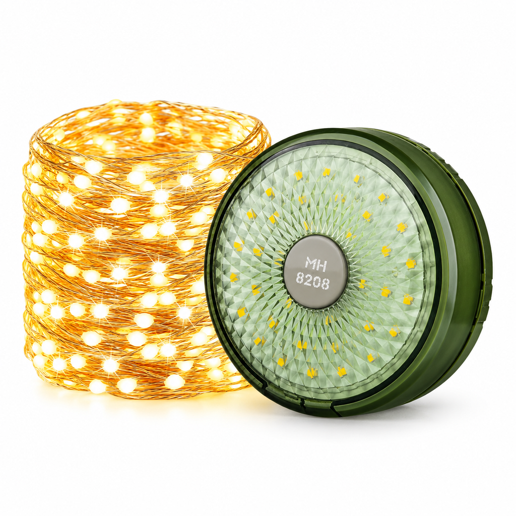 2-in-1 Camping Lantern with Built-In Retractable String Light
