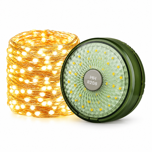 2-in-1 Camping Lantern with Built-In Retractable String Light