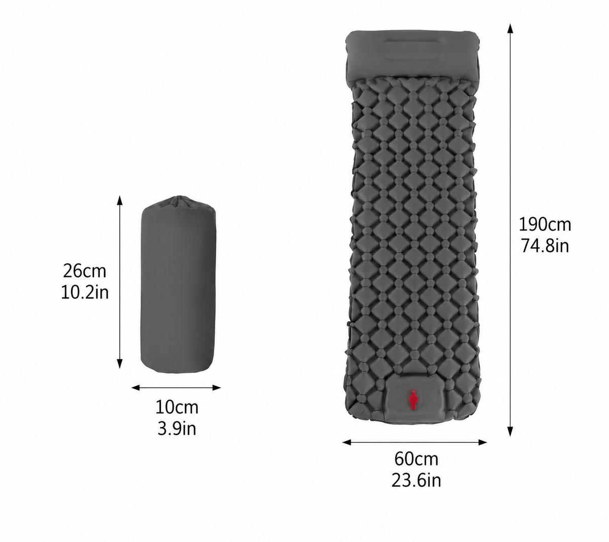 Ultralight Single Camping Sleeping Pad with Built-in Foot Pump & Pillow